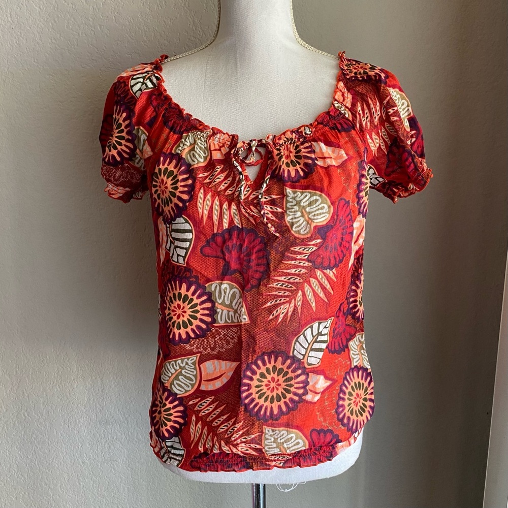 Old Navy Red Floral Blouse